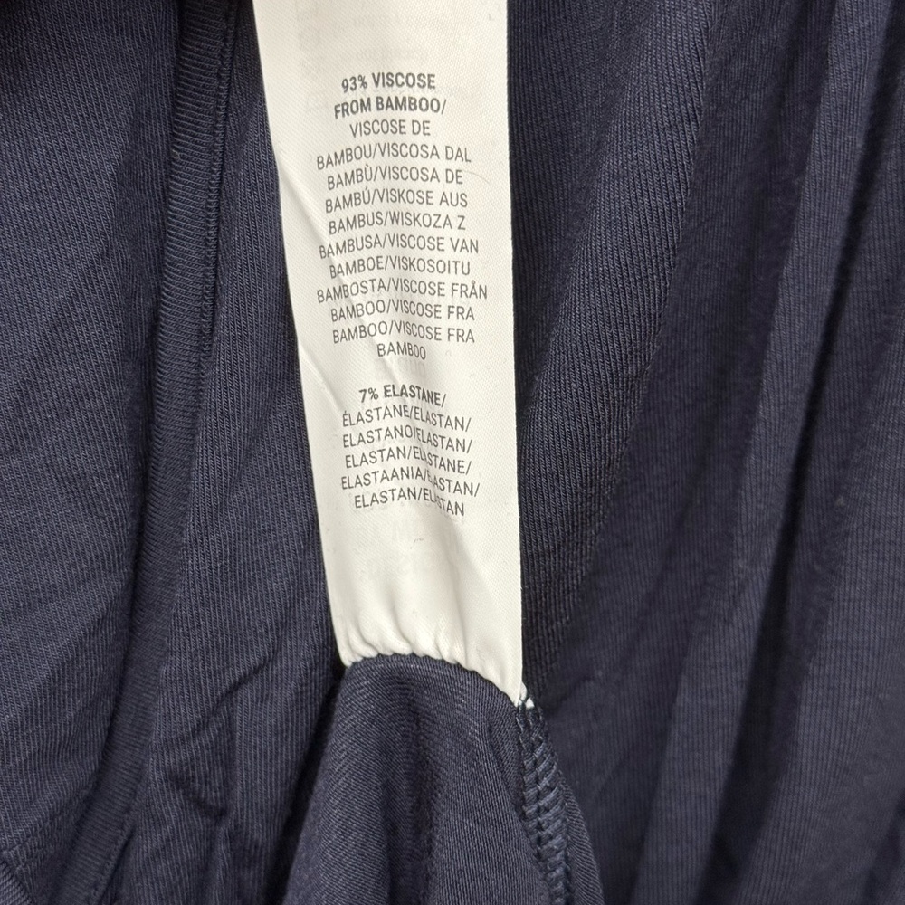**SOLD** Angel Maternity Navy Blue Bamboo Wrap Top - Picture 7 of 7